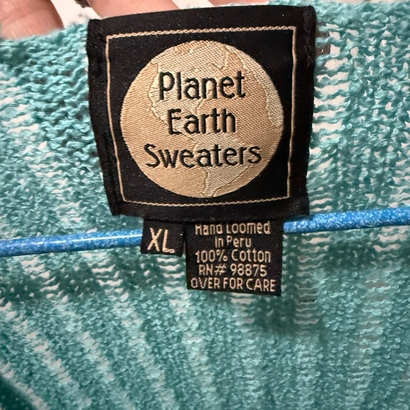 Planet Earth Sweaters Womens XL Cardigan Long Sleeve Hand Lomed 100% Cotton - Picture 3 of 3